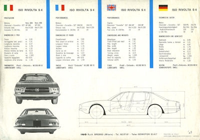 Iso Rivolta S 4 brochure 1960s