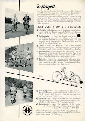 Kreidler K 50 brochure 12.1952