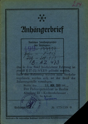 Lange & Gutzeit lorry follower Anhängerbrief 1934