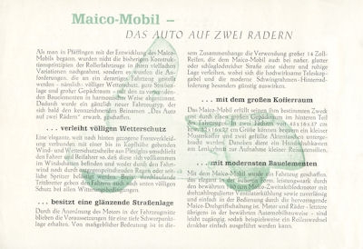 Maico-Mobil Prospekt ca. 1951