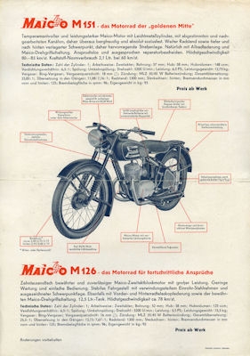 Maico M 151 und M 126 Prospekt 1952