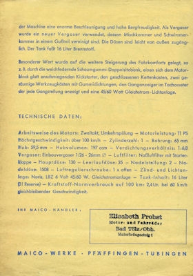 Maico M 200 Prospekt ca. 1956