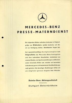 Mercedes-Benz Presse Materndienst ca. 1938