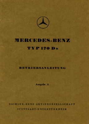 Mercedes-Benz 170 Da owner`s manuel 1950