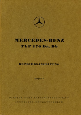 Mercedes-Benz 170 Da Db owner`s manuel 1953