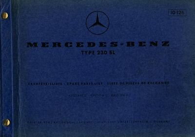 Mercedes-Benz 230 SL Ersatzteilliste 1.1967