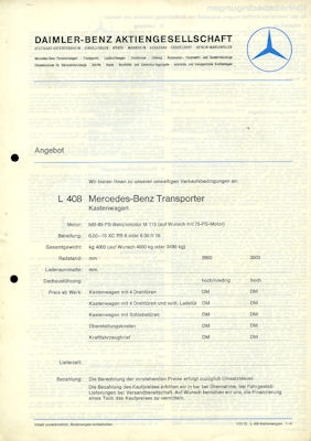 Mercedes-Benz L 408 Angebot 1973