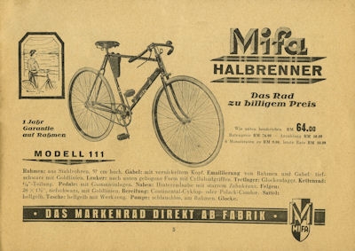 Mifa Fahrrad Programm 1930