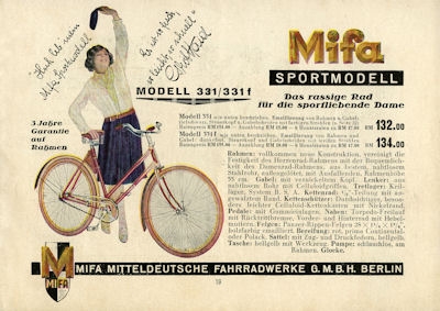 Mifa Fahrrad Programm 1930