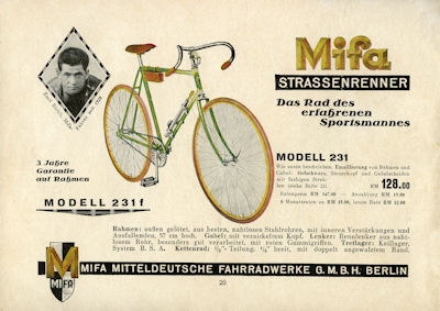 Mifa Fahrrad Programm 1930
