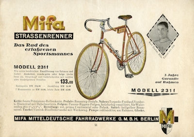 Mifa Fahrrad Programm 1930
