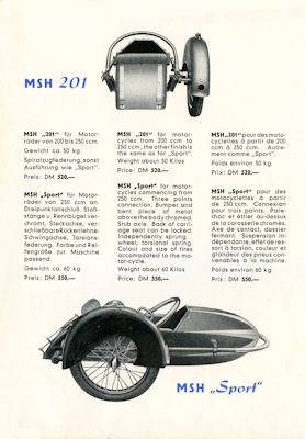 MSH Seitenwagen Prospekt 1950er Jahre