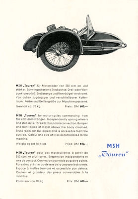 MSH Seitenwagen Prospekt 1950er Jahre
