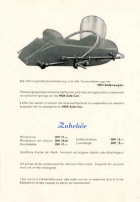 MSH Seitenwagen Prospekt 1950er Jahre