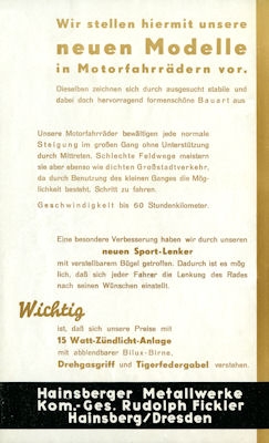 National Motorfahrrad Prospekt 1938