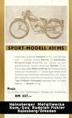 National Motorfahrrad Prospekt 1938
