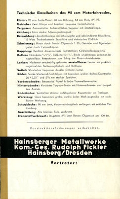 National Motorfahrrad Prospekt 1938