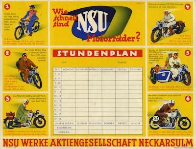 NSU Stundenplan 1939