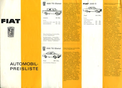 NSU-Fiat Preisliste 8.1964