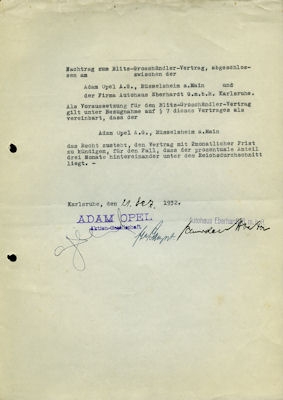 Opel Werksvertrag 1933