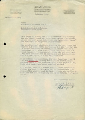 Opel Werksvertrag 1934