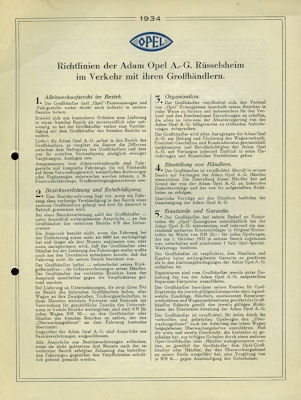 Opel Werksvertrag 1934