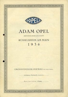 Opel Werksvertrag 1936