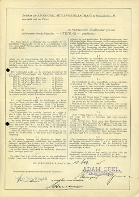 Opel Werksvertrag 1936