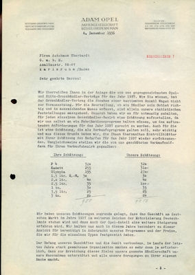 Opel Werksvertrag 1937