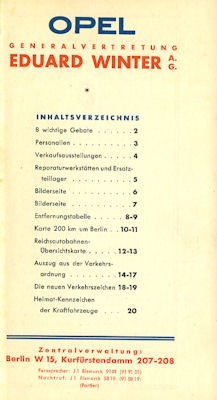 Opel Kundendienst Brochüre 1930er Jahre