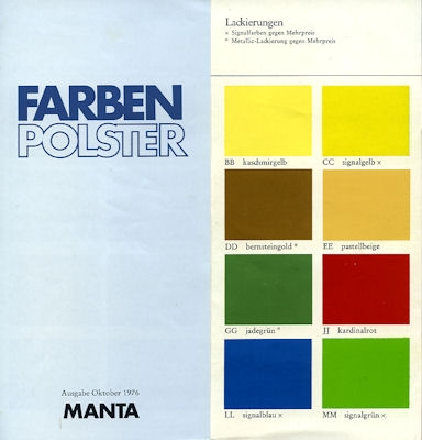 Opel Manta Farben 10.1976