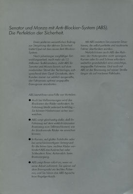 Opel Senator Monza ABS Prospekt 1984