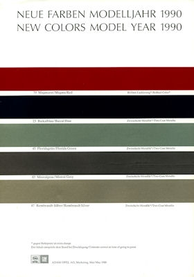 Opel Neue Farben 1990 von 5.1989