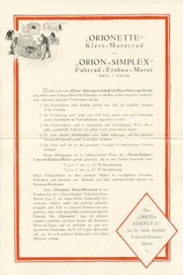 Orionette program 1921