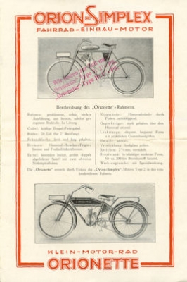 Orionette Programm 1921