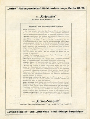 Orionette Programm 1922