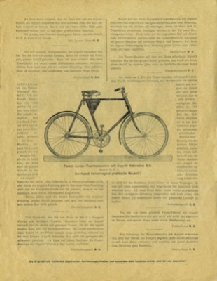 Panzer Fahrrad Prospekt ca. 1914