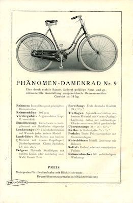 Phänomen Fahrrad Programm ca. 1922