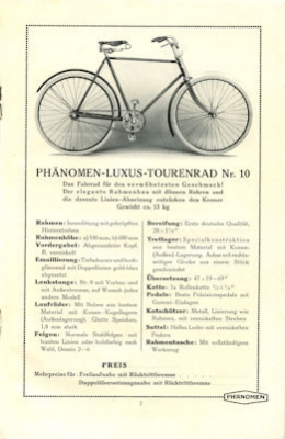 Phänomen Fahrrad Programm ca. 1922