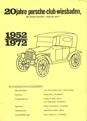 Porsche Club Wiesbaden Ausschreibung 1952-1972