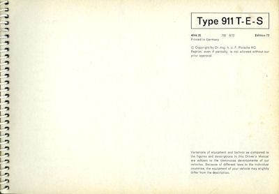 Porsche 911 T E S Bedienungsanleitung 1973 e