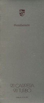 Porsche 911 Preisliste 3.1987