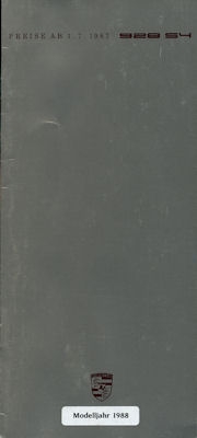 Porsche 928 S4 Preisliste 7.1987