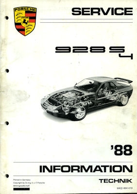 Porsche 928 S4 Customer Information Service 1988