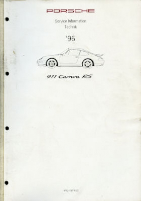 Porsche 911 Carrera RS Customer Service Information Model 1996