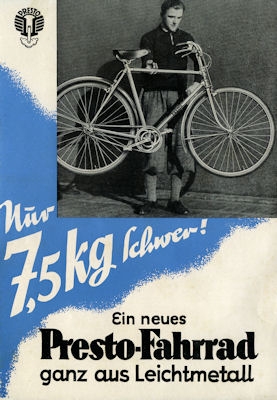 Presto Leichtmetall Fahrrad Prospekt 1939