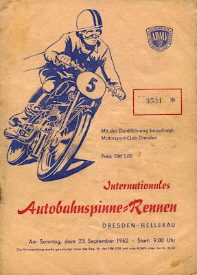 Program Autobahnspinne Dresden 23.9.1962