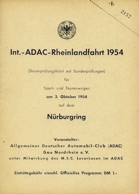 Program Nürburgring 3.10.1954