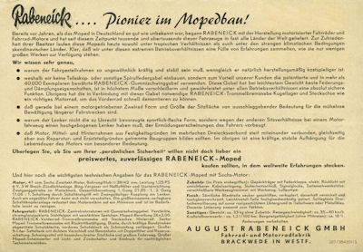 Rabeneick Moped Prospekt 3.1954