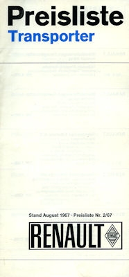 Renault Transporter Preisliste 8.1967